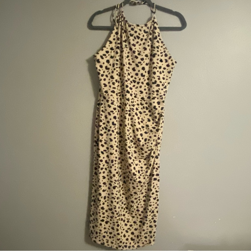 Cheetah Print Halter Midi Dress WAYF